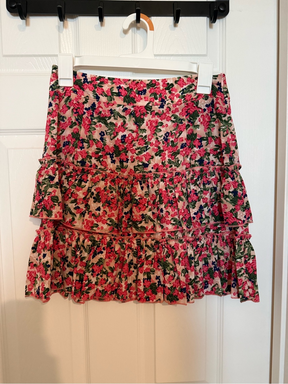 Floral Tiered Mini Skirt in Pink